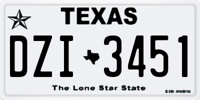 TX license plate DZI3451