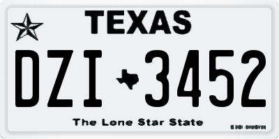 TX license plate DZI3452