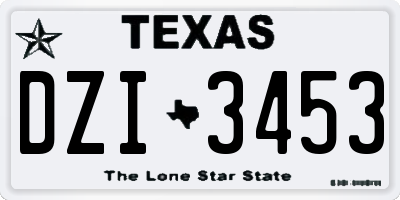TX license plate DZI3453