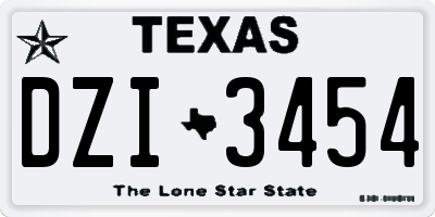 TX license plate DZI3454