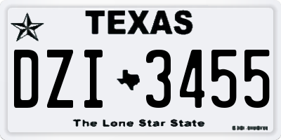 TX license plate DZI3455