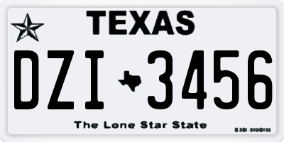 TX license plate DZI3456