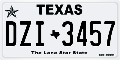TX license plate DZI3457