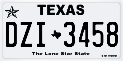 TX license plate DZI3458