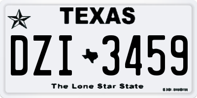 TX license plate DZI3459
