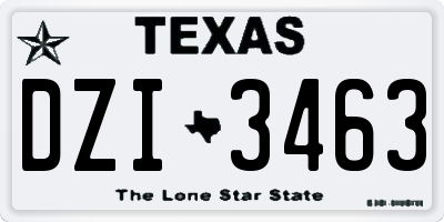 TX license plate DZI3463