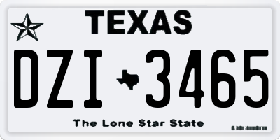 TX license plate DZI3465
