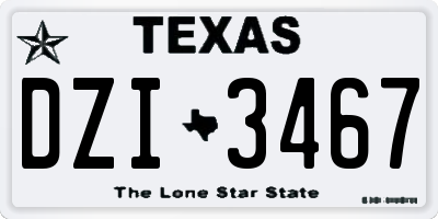 TX license plate DZI3467