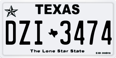 TX license plate DZI3474