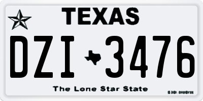 TX license plate DZI3476