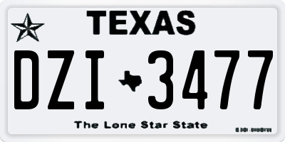 TX license plate DZI3477