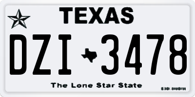 TX license plate DZI3478
