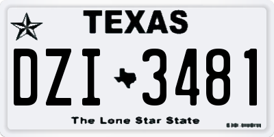 TX license plate DZI3481
