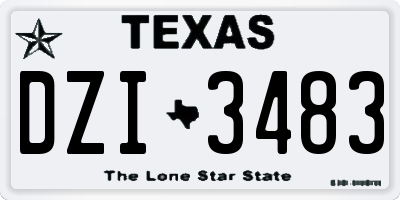 TX license plate DZI3483