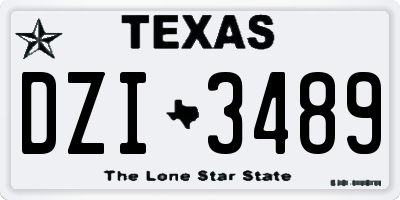 TX license plate DZI3489