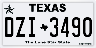 TX license plate DZI3490