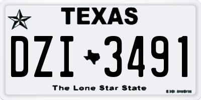 TX license plate DZI3491
