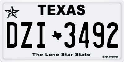 TX license plate DZI3492