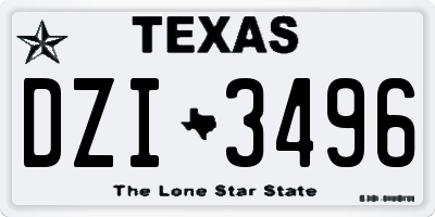 TX license plate DZI3496