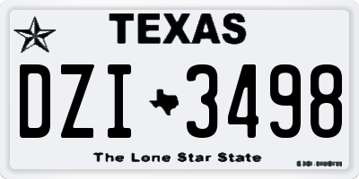 TX license plate DZI3498