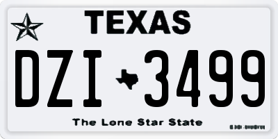 TX license plate DZI3499