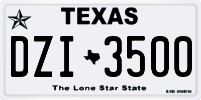 TX license plate DZI3500