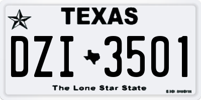 TX license plate DZI3501