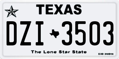 TX license plate DZI3503