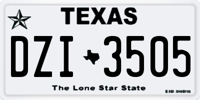 TX license plate DZI3505