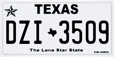 TX license plate DZI3509