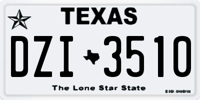 TX license plate DZI3510