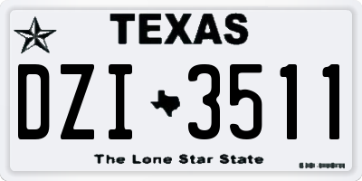 TX license plate DZI3511