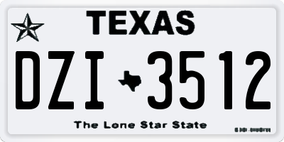 TX license plate DZI3512