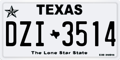 TX license plate DZI3514