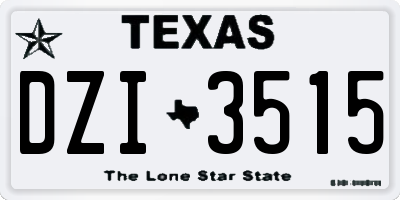 TX license plate DZI3515