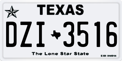TX license plate DZI3516