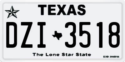 TX license plate DZI3518