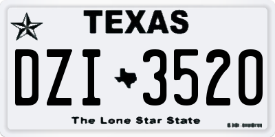 TX license plate DZI3520