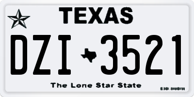 TX license plate DZI3521