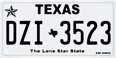 TX license plate DZI3523