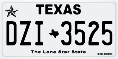 TX license plate DZI3525