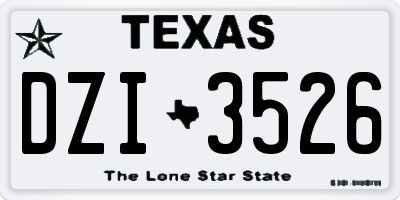 TX license plate DZI3526