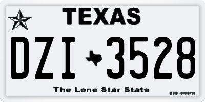 TX license plate DZI3528