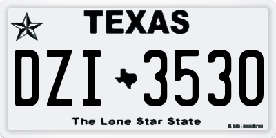 TX license plate DZI3530
