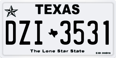 TX license plate DZI3531