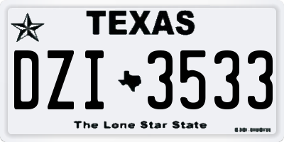 TX license plate DZI3533