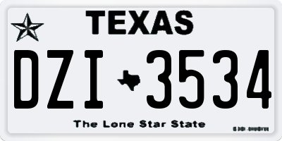 TX license plate DZI3534