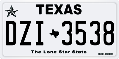 TX license plate DZI3538