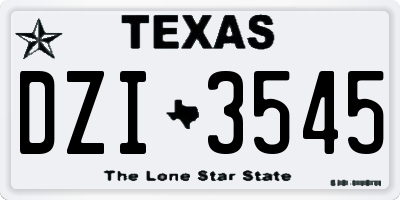 TX license plate DZI3545