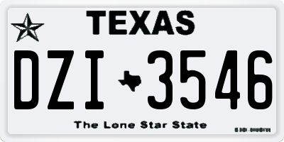 TX license plate DZI3546